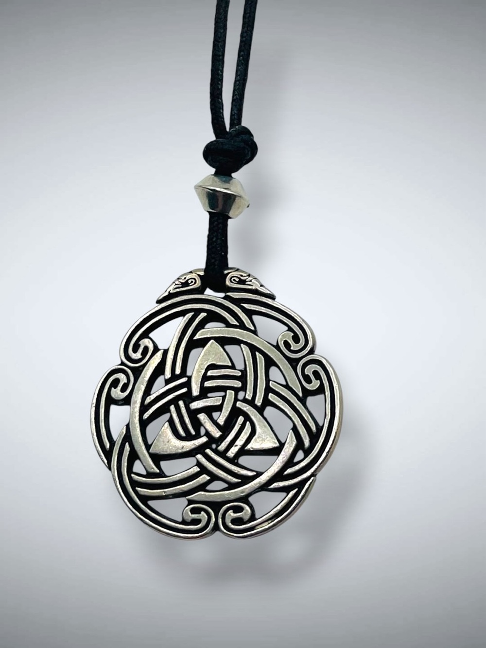 Pepi Pewter Celtic Triquetra Knot Cord Pendant Necklace